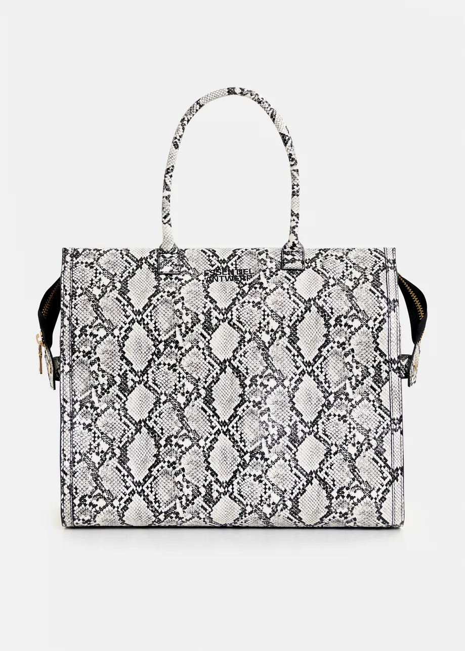 Off-white and black snake print shopper bag