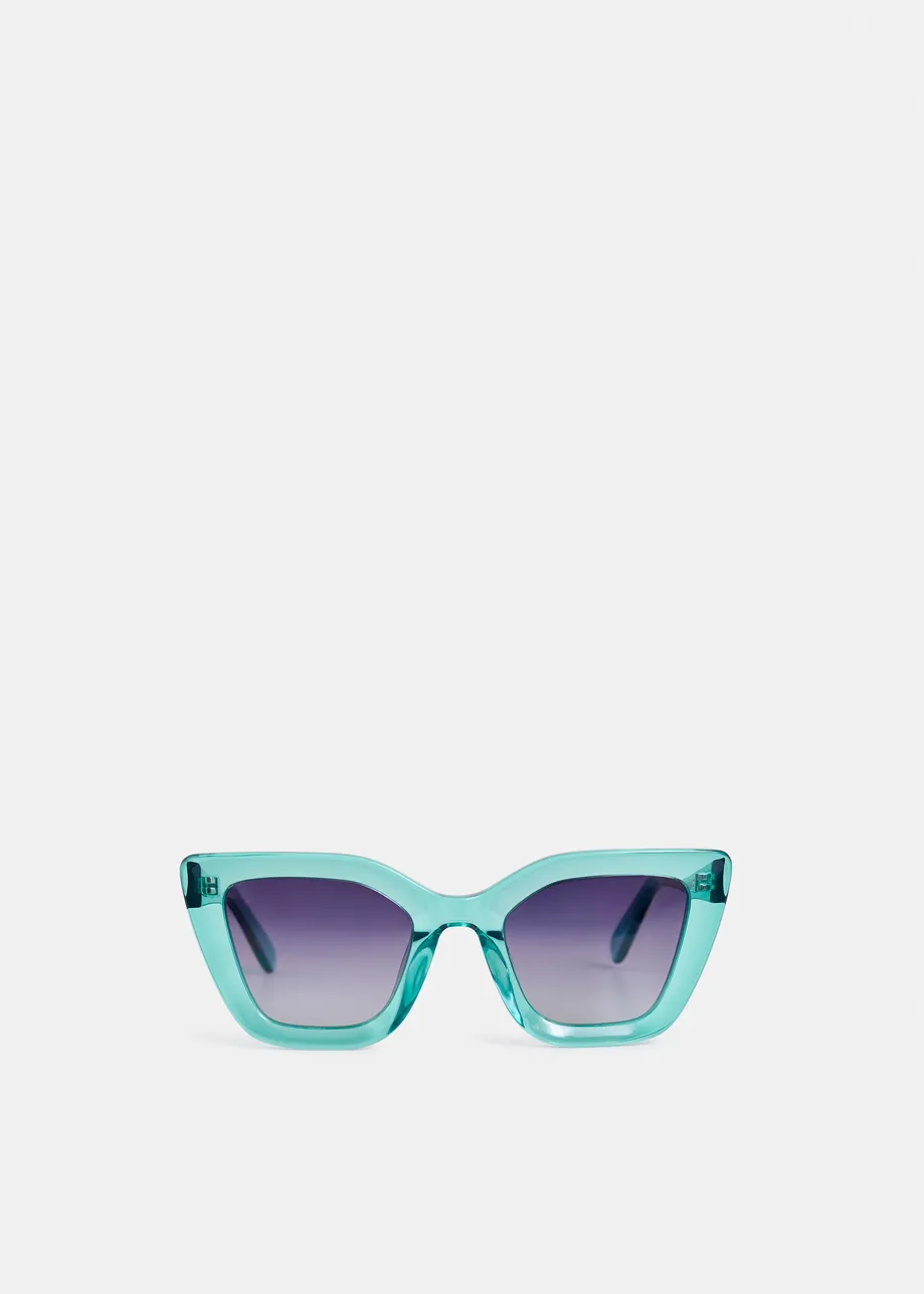 Blaue Cat-Eye-Sonnenbrille