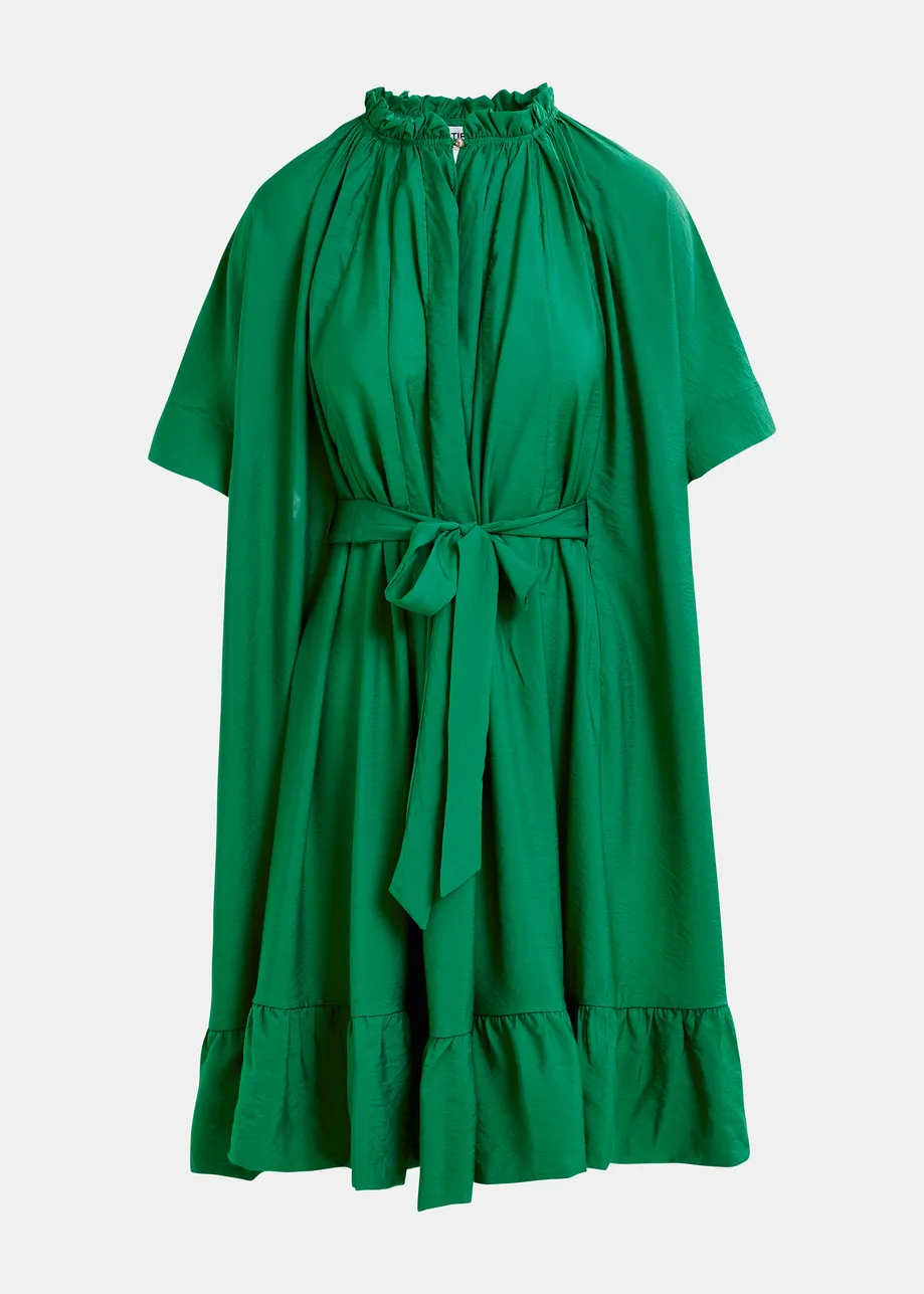 Green oversized ruffled dress