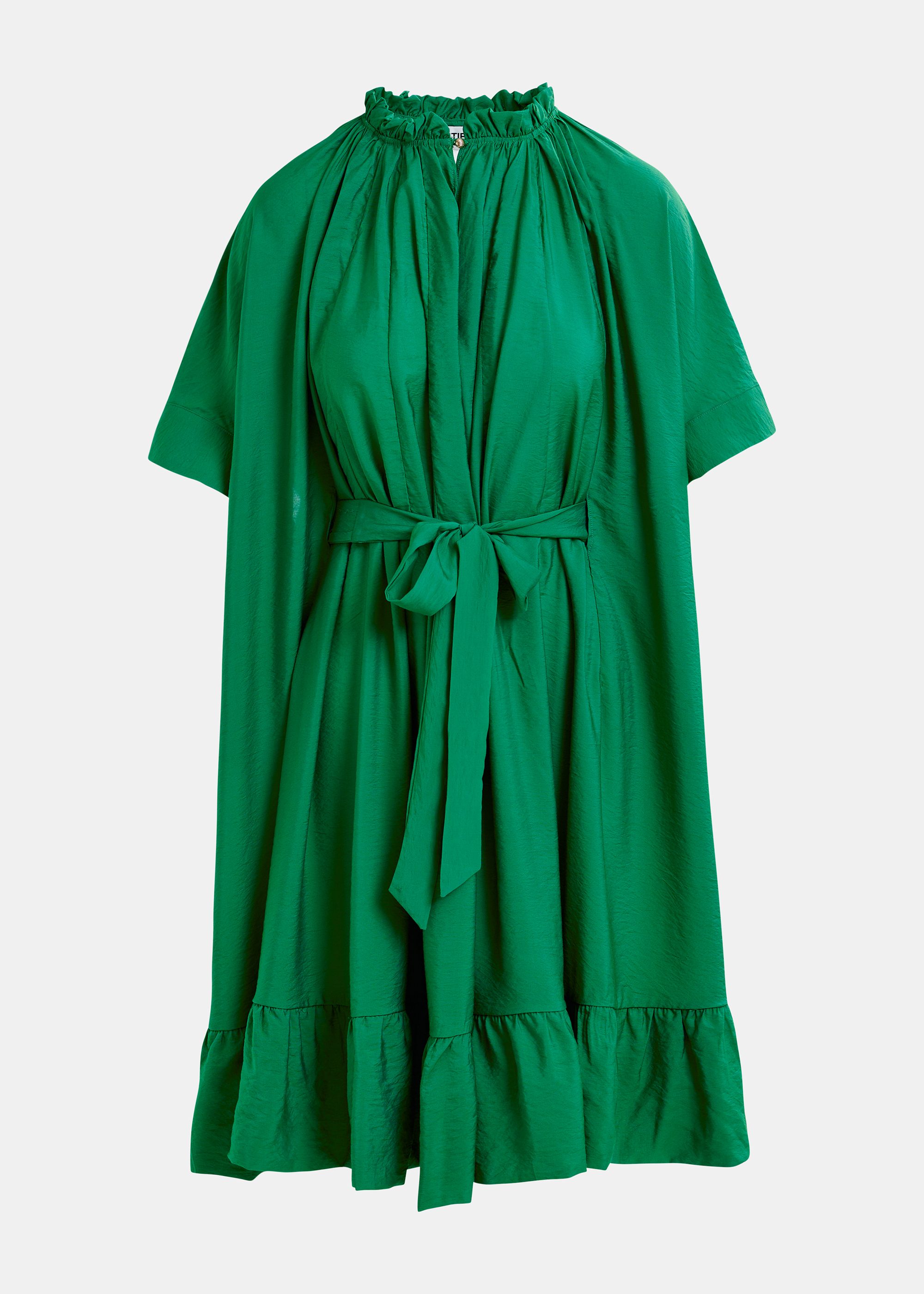 Green oversized ruffled dress