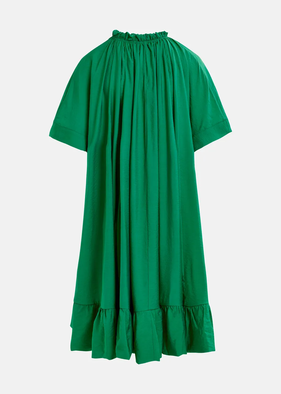 Green oversized ruffled dress