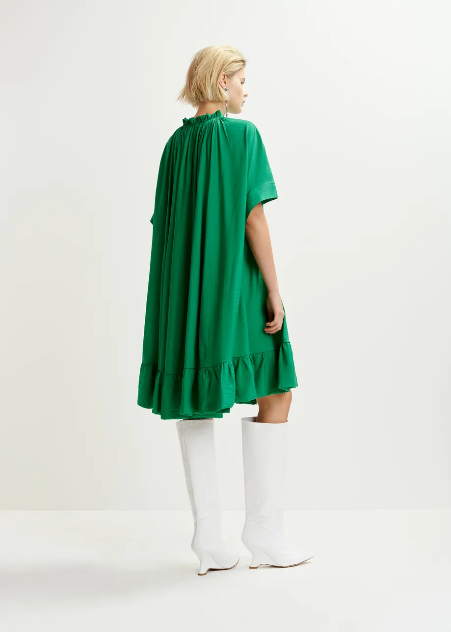 Green oversized ruffled dress