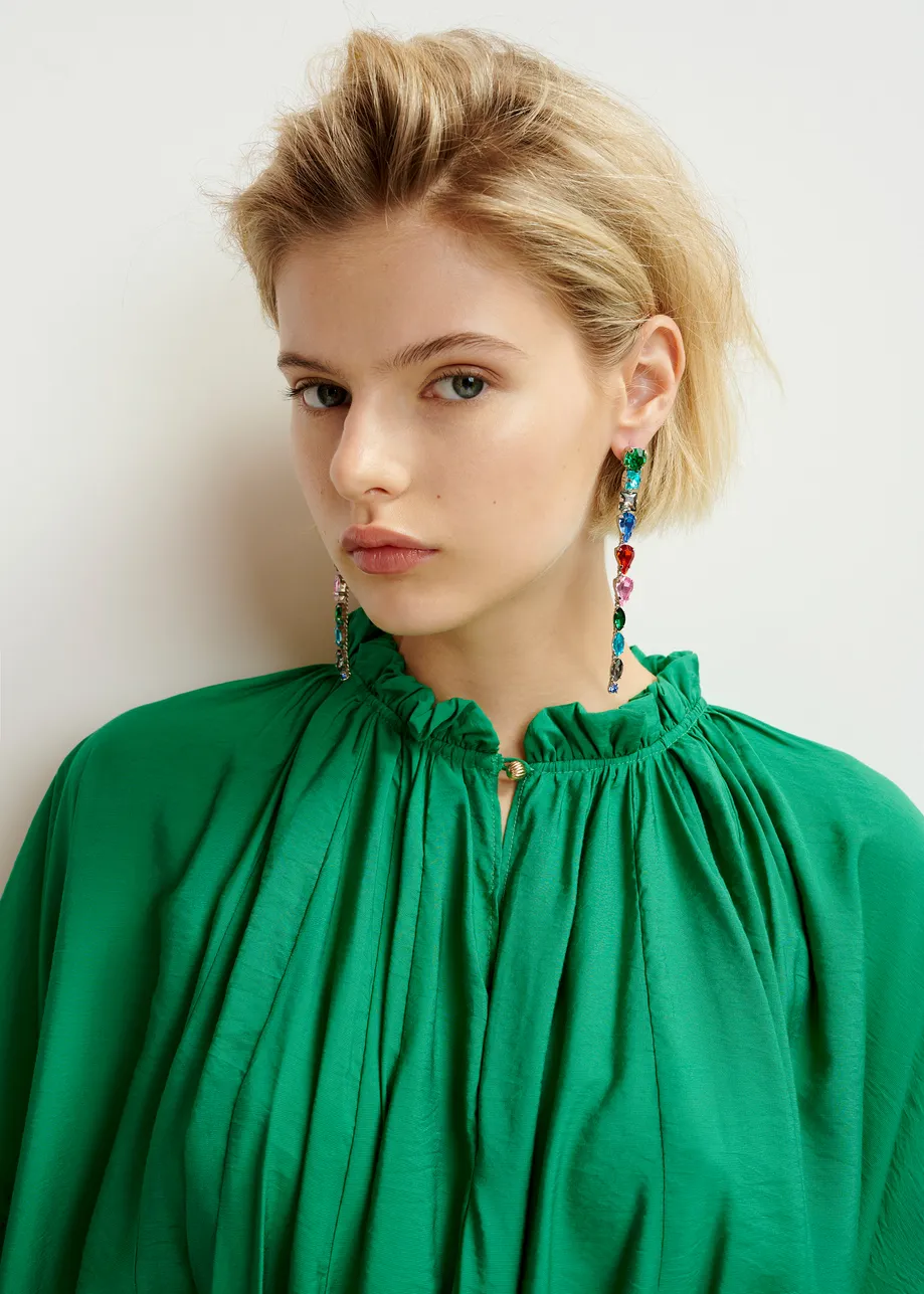 Groene oversized jurk met ruches