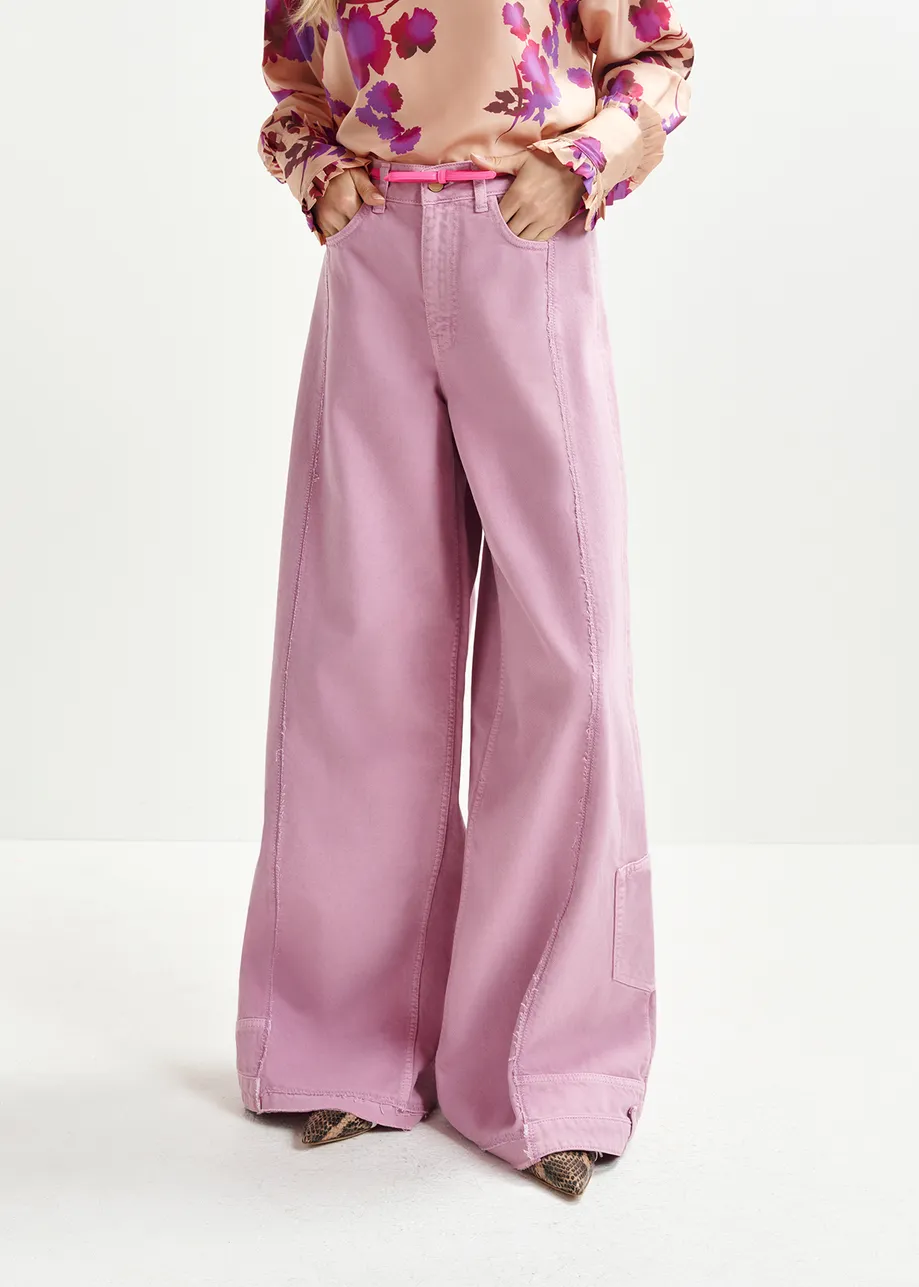 Mauve jeans met brede pijpen