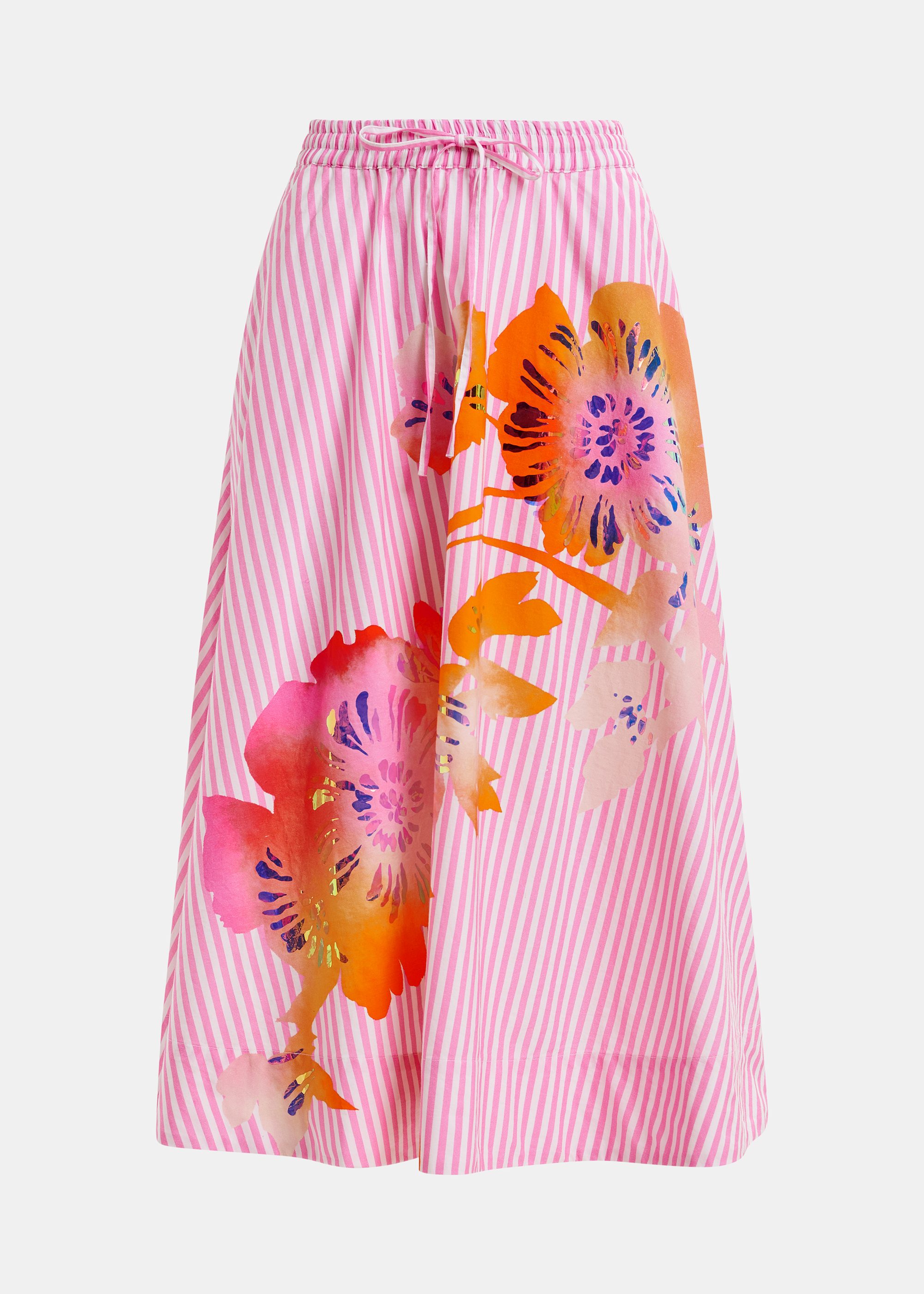 スカート ESSENTIEL ANTWERP HUPAUL PLEATED SKIRT BEIGE AND DARK GREEN CHECKED PLEATED SKIRT WITH FLORAL PRINT