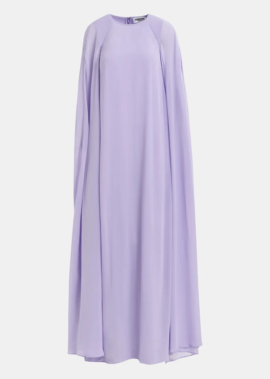 Robe longue lilas à manches cape