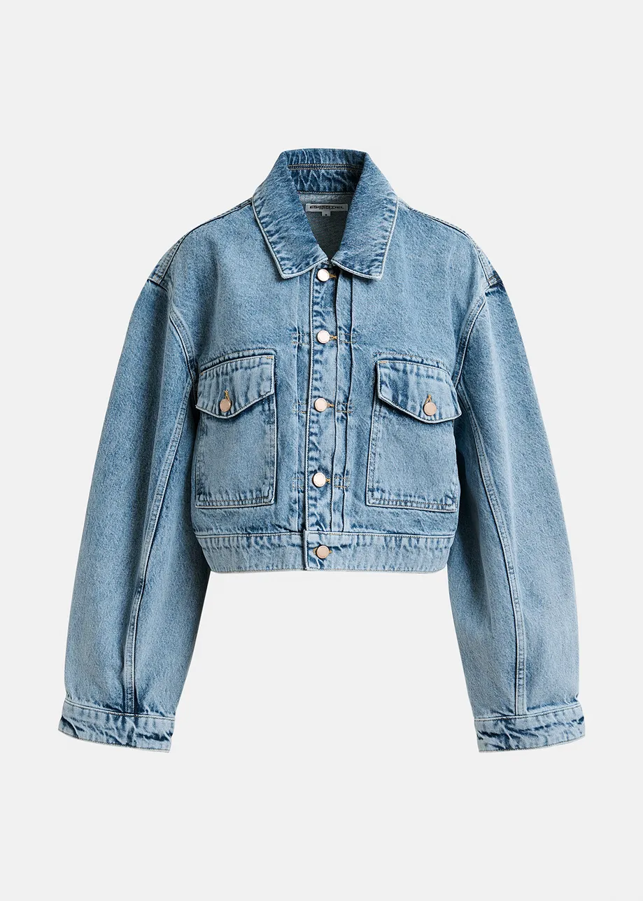 Veste courte en denim bleue