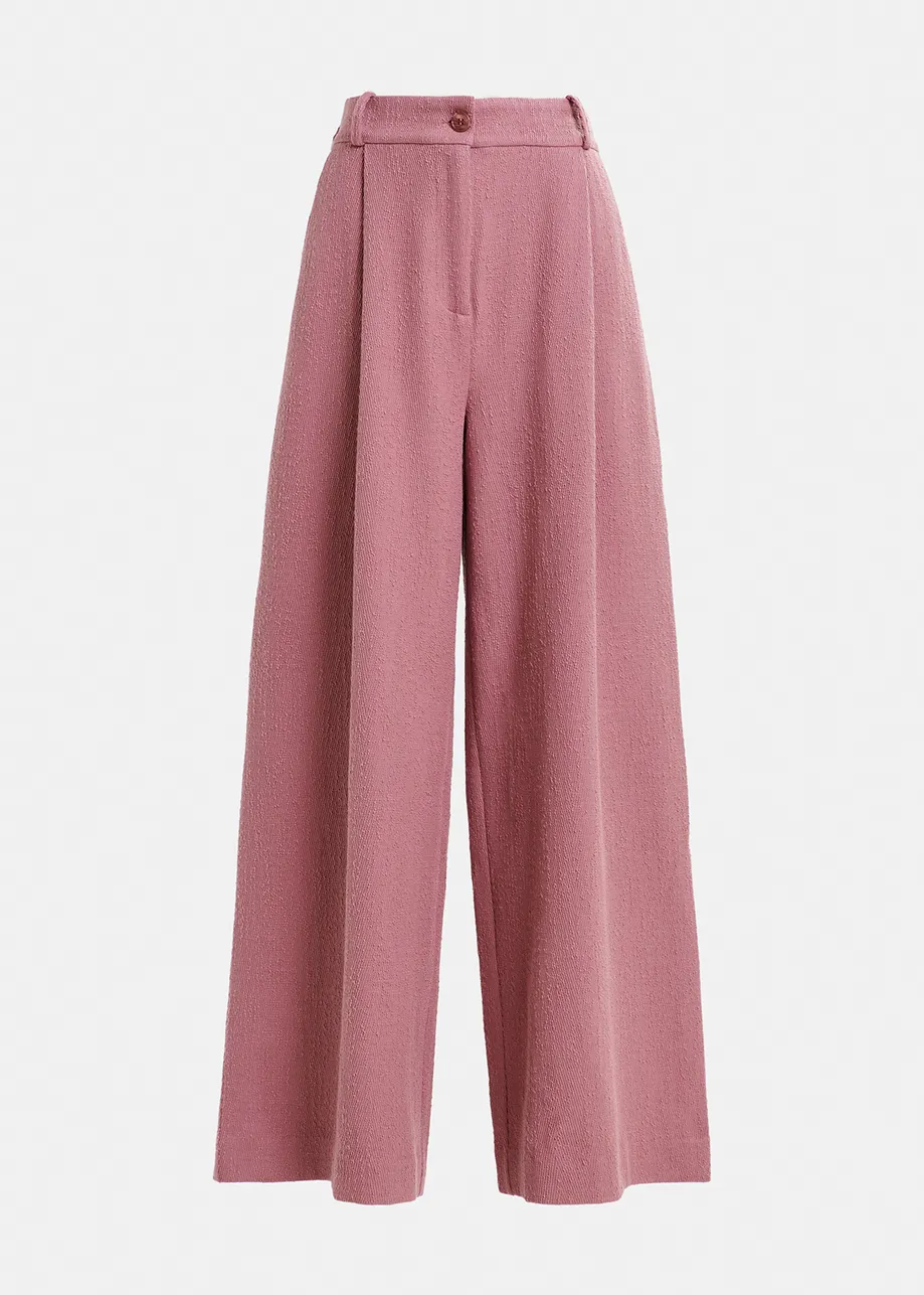 Pantalon large en coton bio mélangé rose poudré