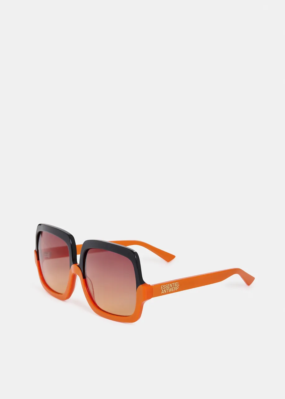 Orange and black oversized two-tone sunglasses