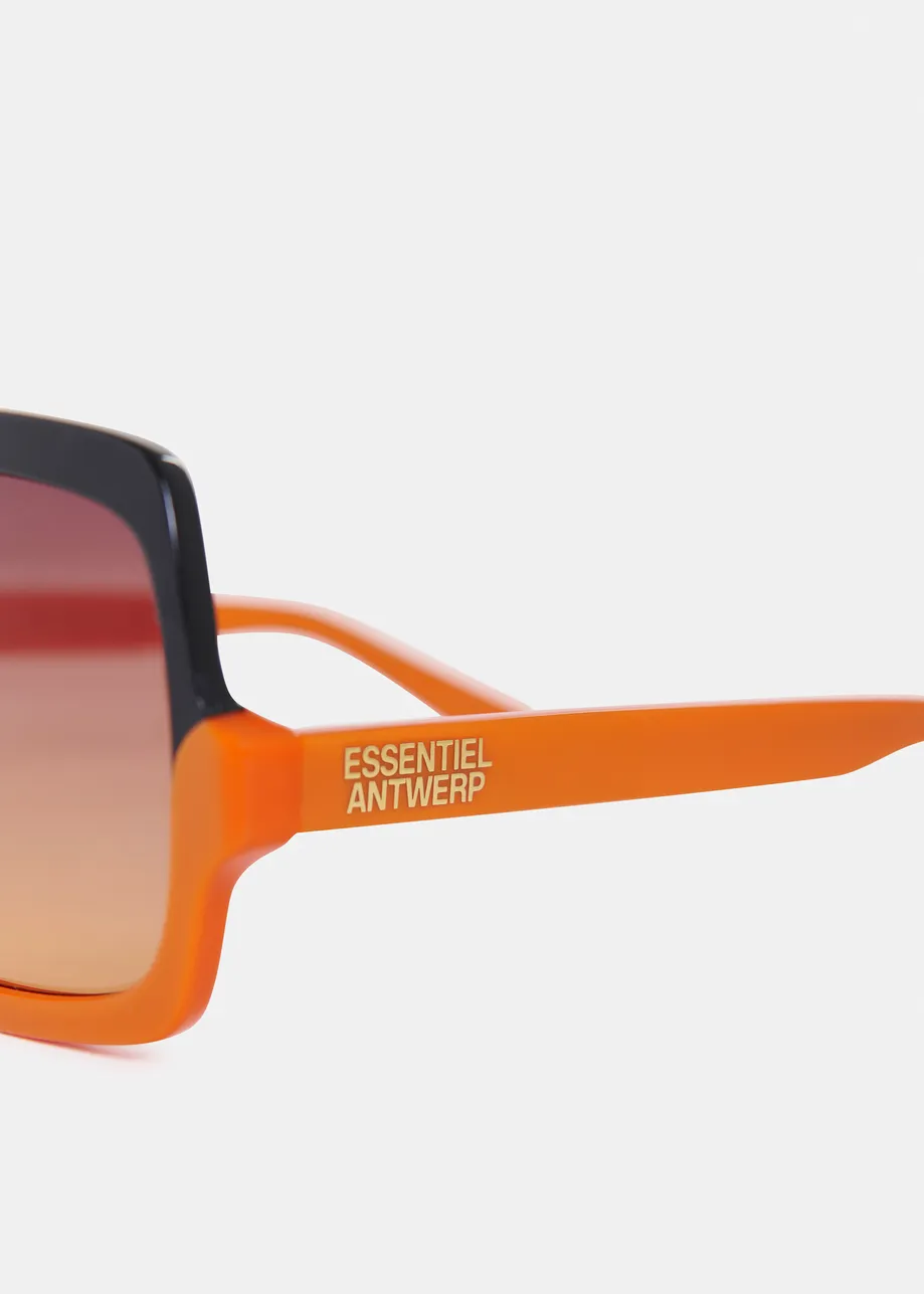 Orange and black oversized two-tone sunglasses