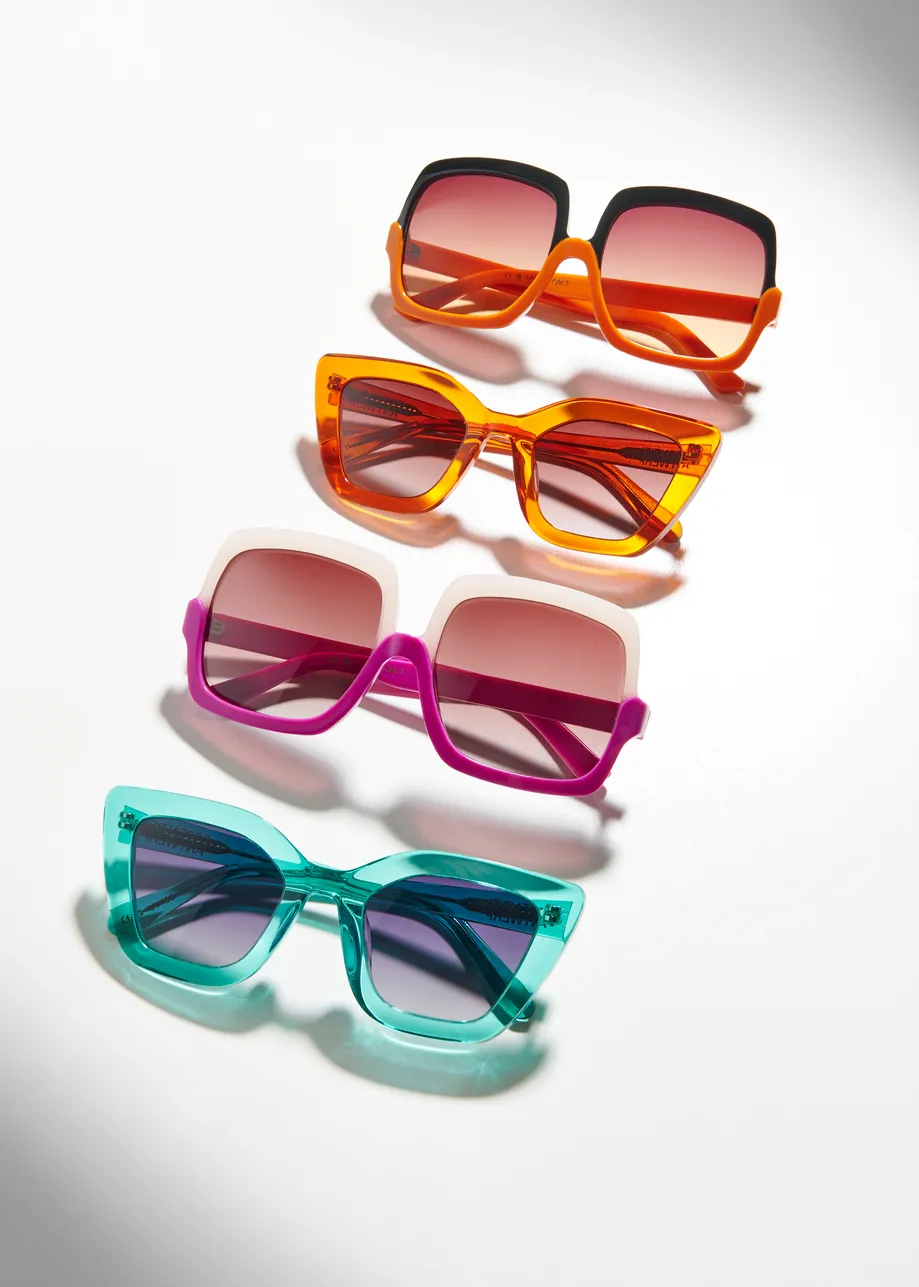 Orange and black oversized two-tone sunglasses