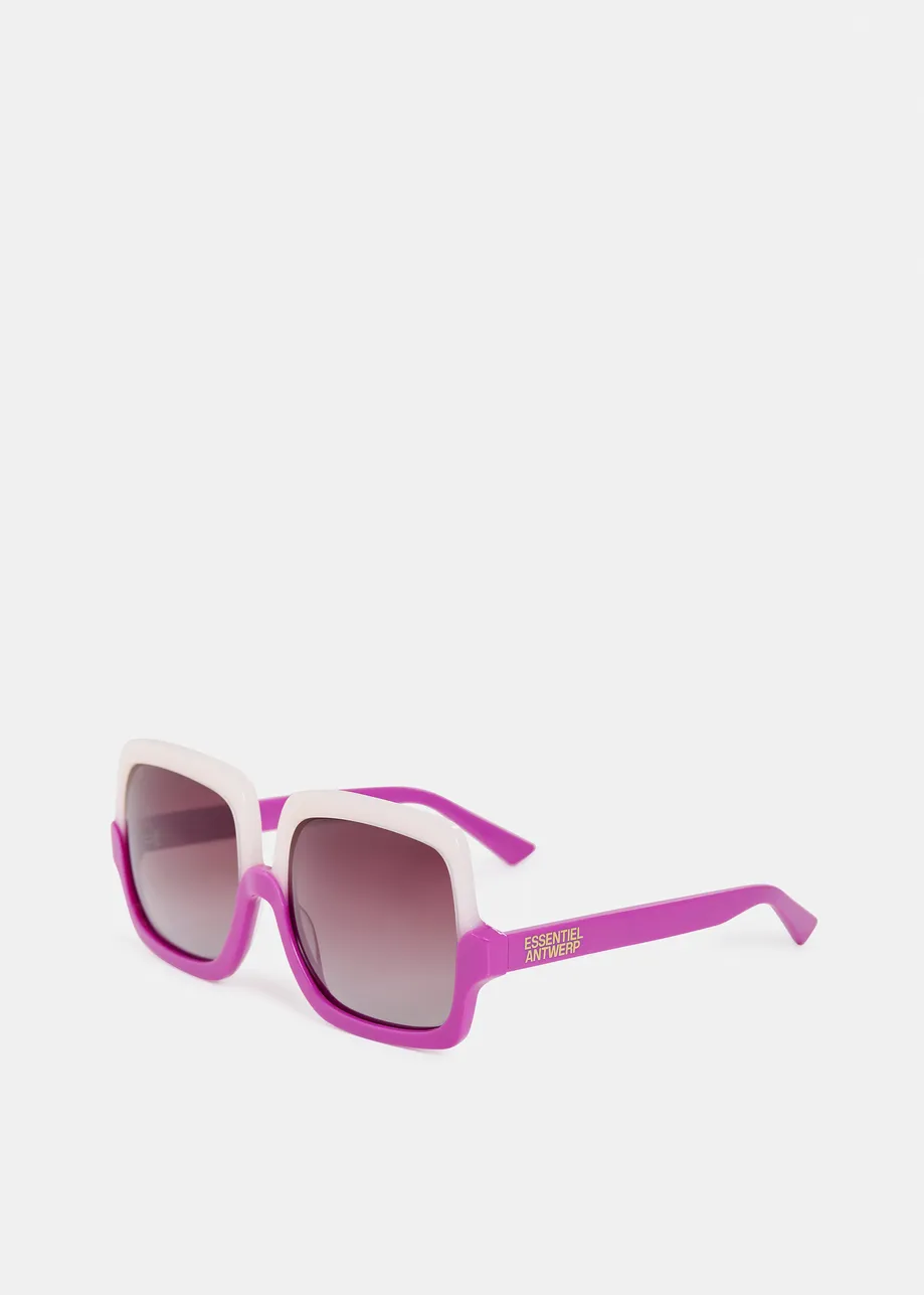 Creme and purple oversized two-tone sunglasses