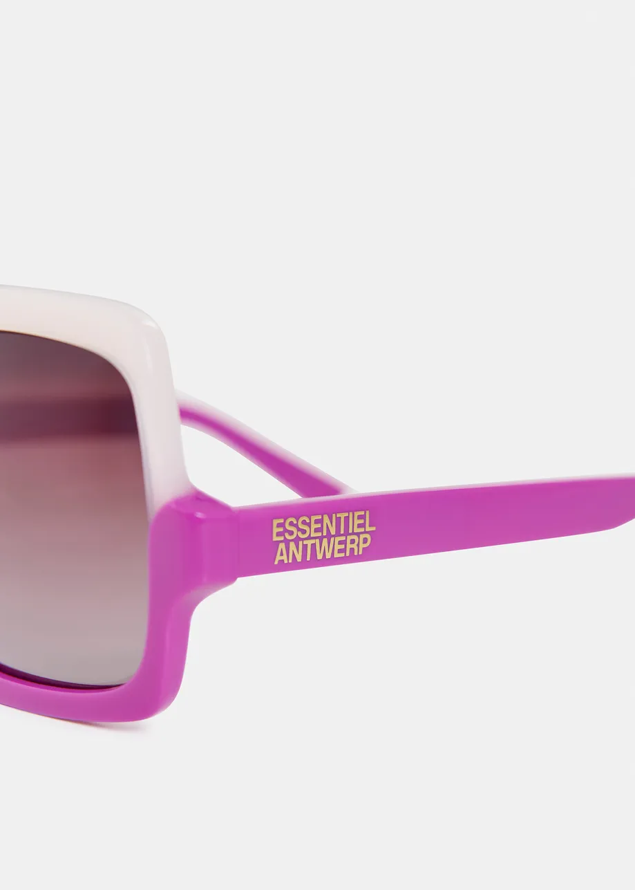 Creme and purple oversized two-tone sunglasses