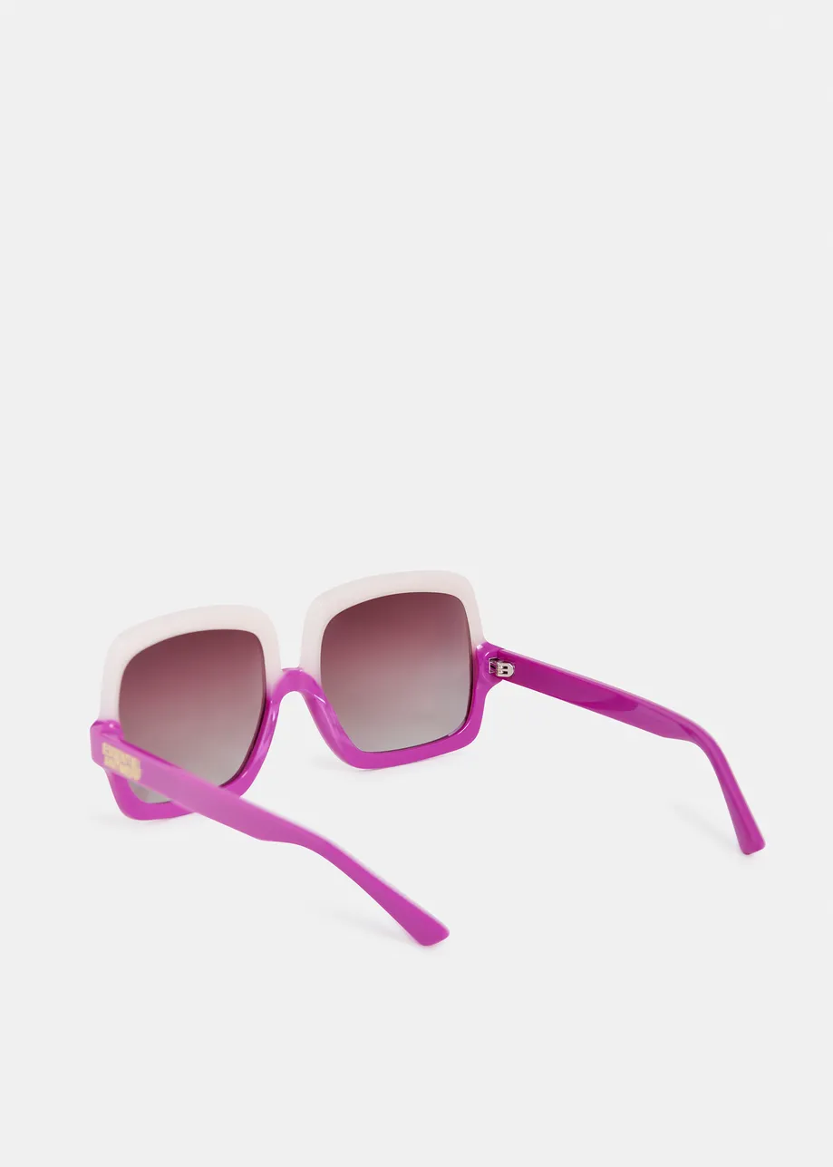 Creme and purple oversized two-tone sunglasses
