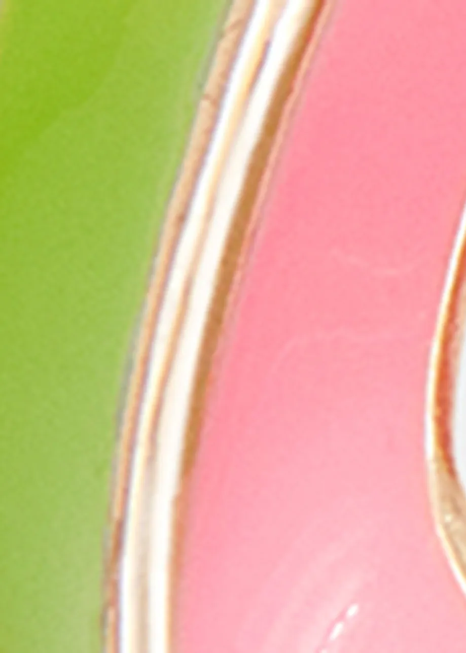 Gold, light green and light pink twisted bicolour hoop earrings