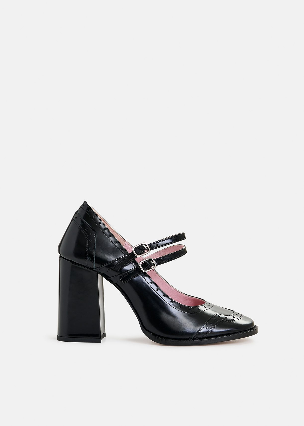 Zwarte leren Mary Jane pumps