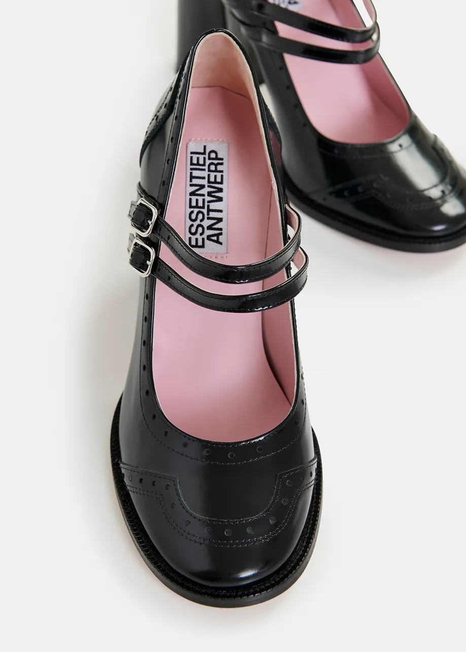 Schwarze Mary Jane Lederpumps