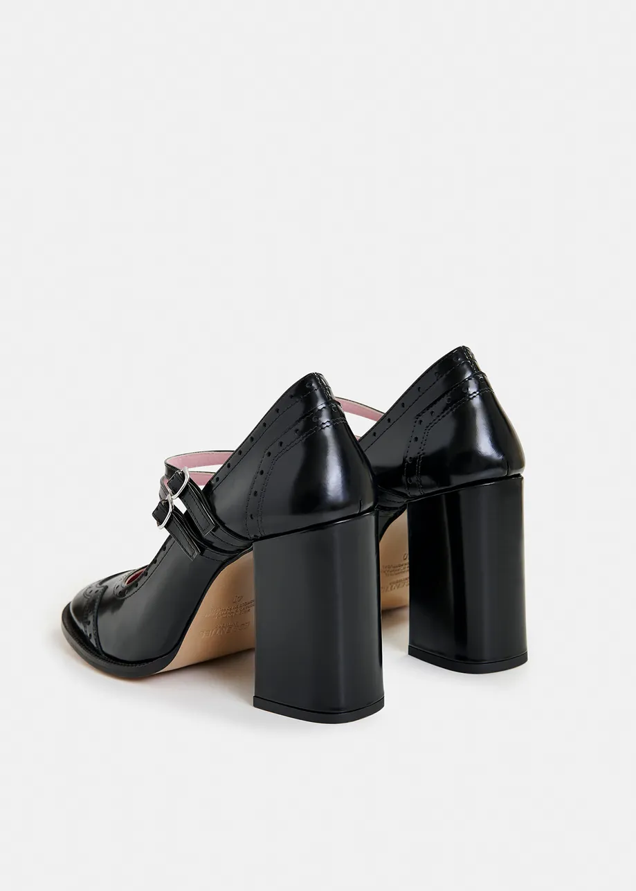 Schwarze Mary Jane Lederpumps