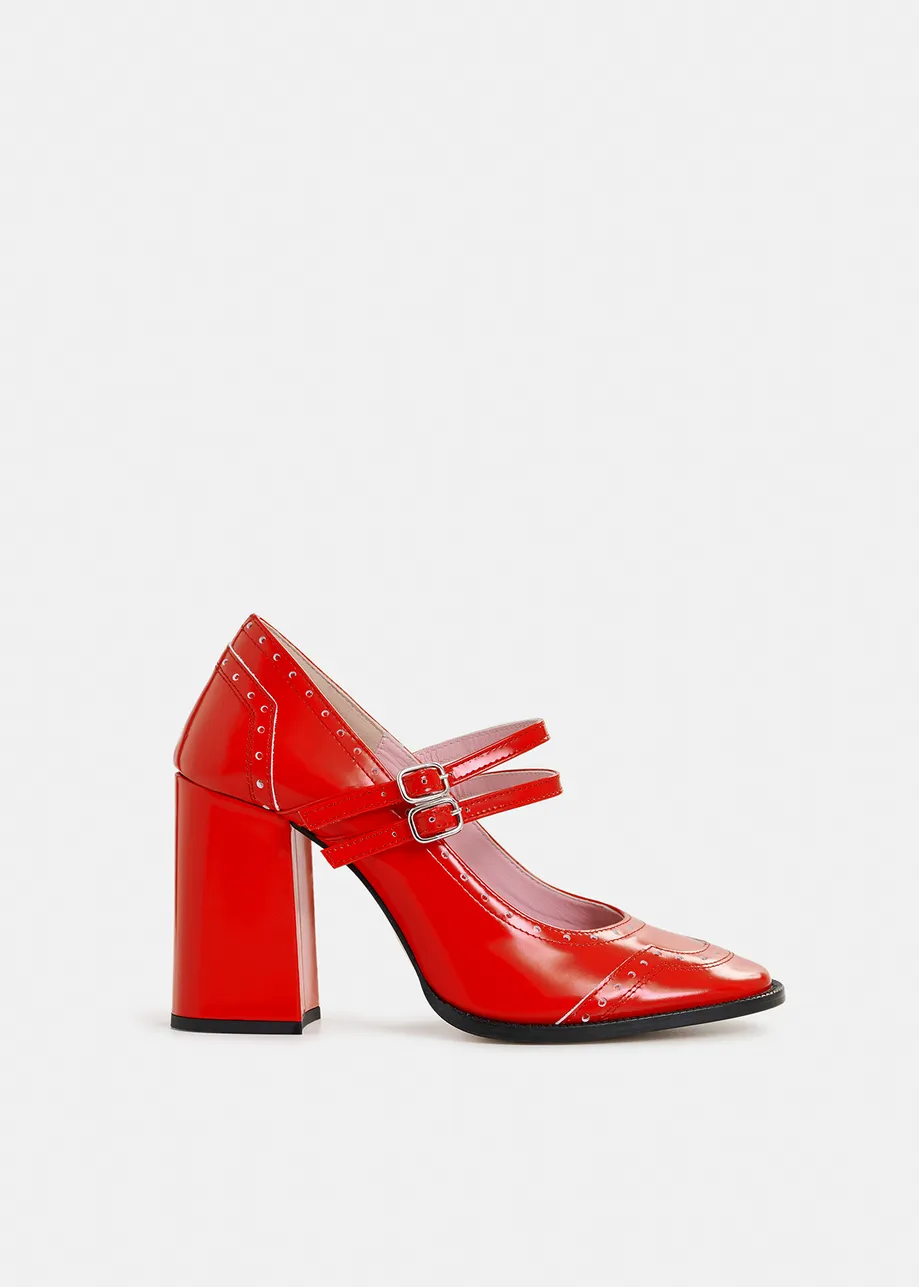 Rote Mary Jane Lederpumps