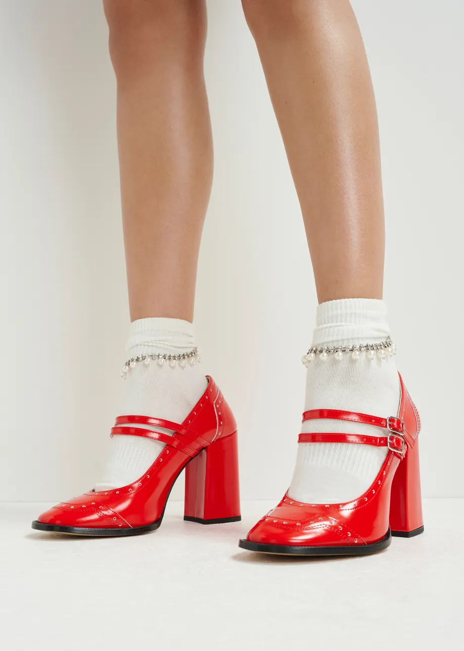 Rote Mary Jane Lederpumps