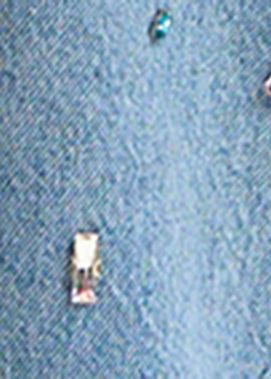 Blue and multicolor embellished high-rise jeans