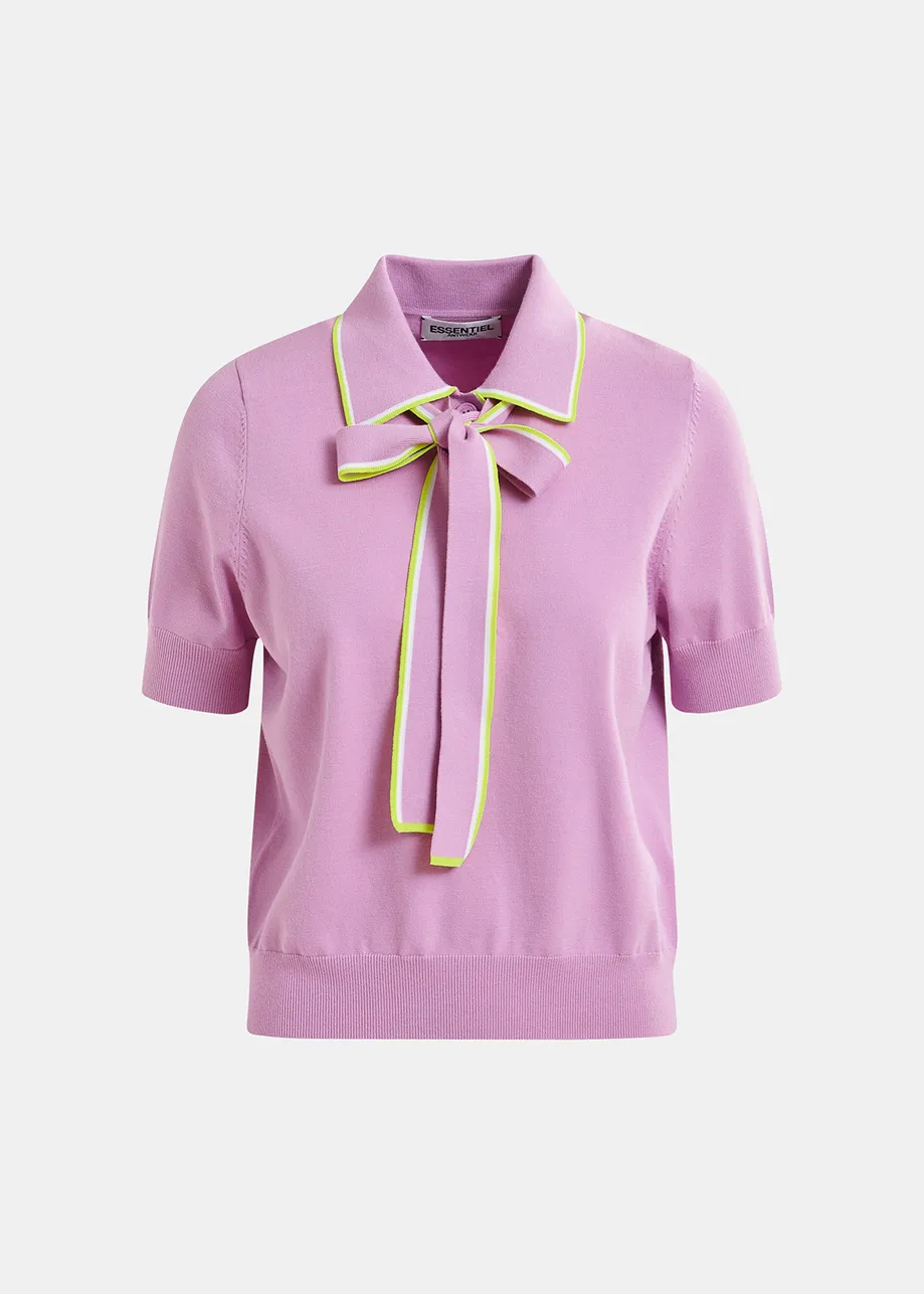 Polo lilas et jaune à lavallière