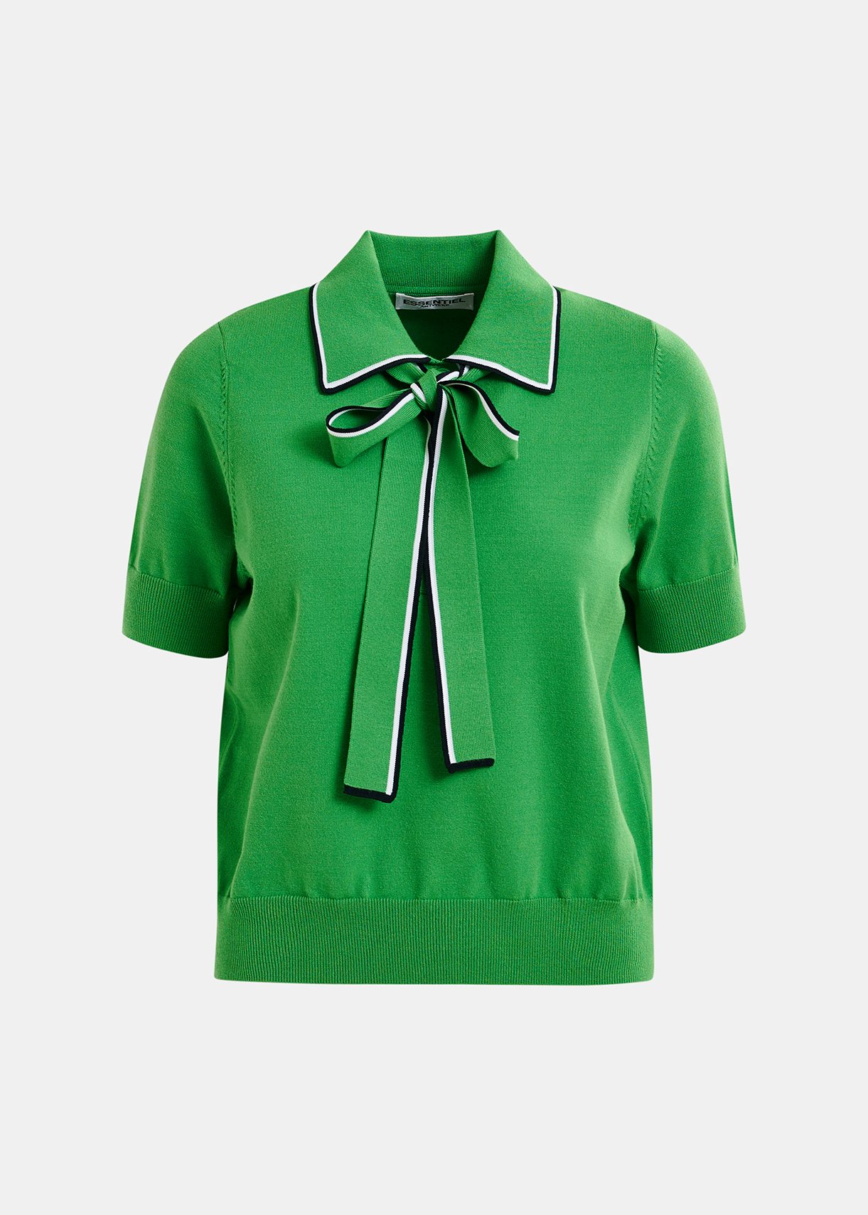 Groene, witte en zwarte polo met strikkraag