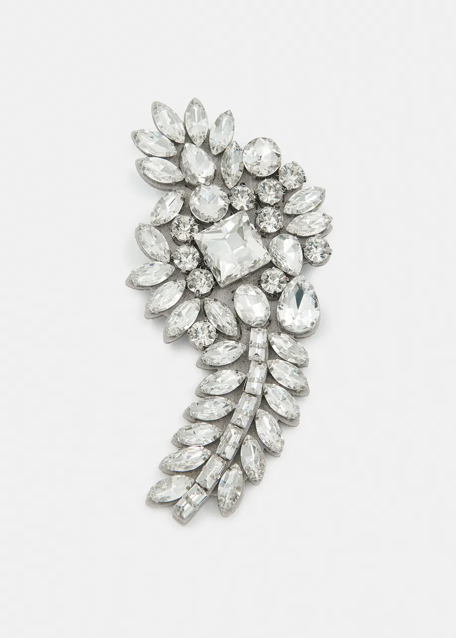 Silver rhinestone brooch