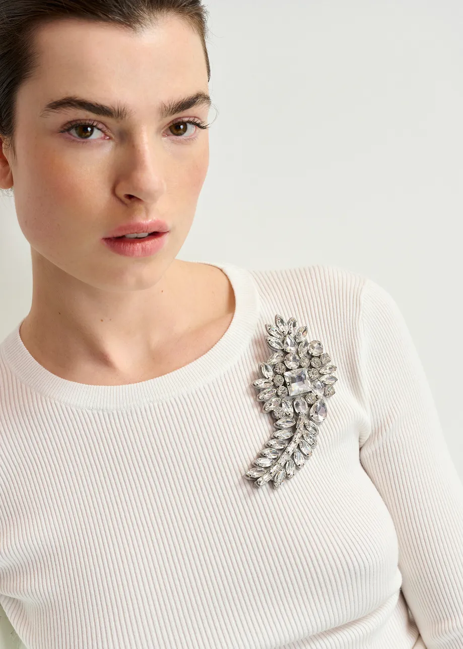 Broche con strass, plateado