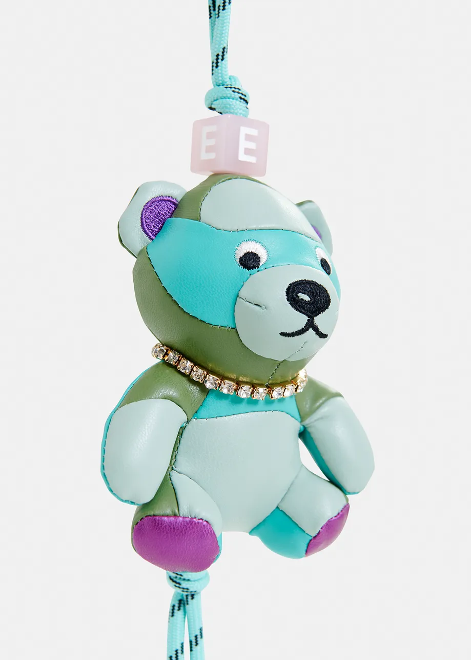 Llavero en forma de oso con strass, azul