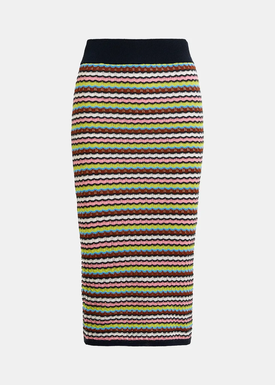 Multicolor striped midi skirt