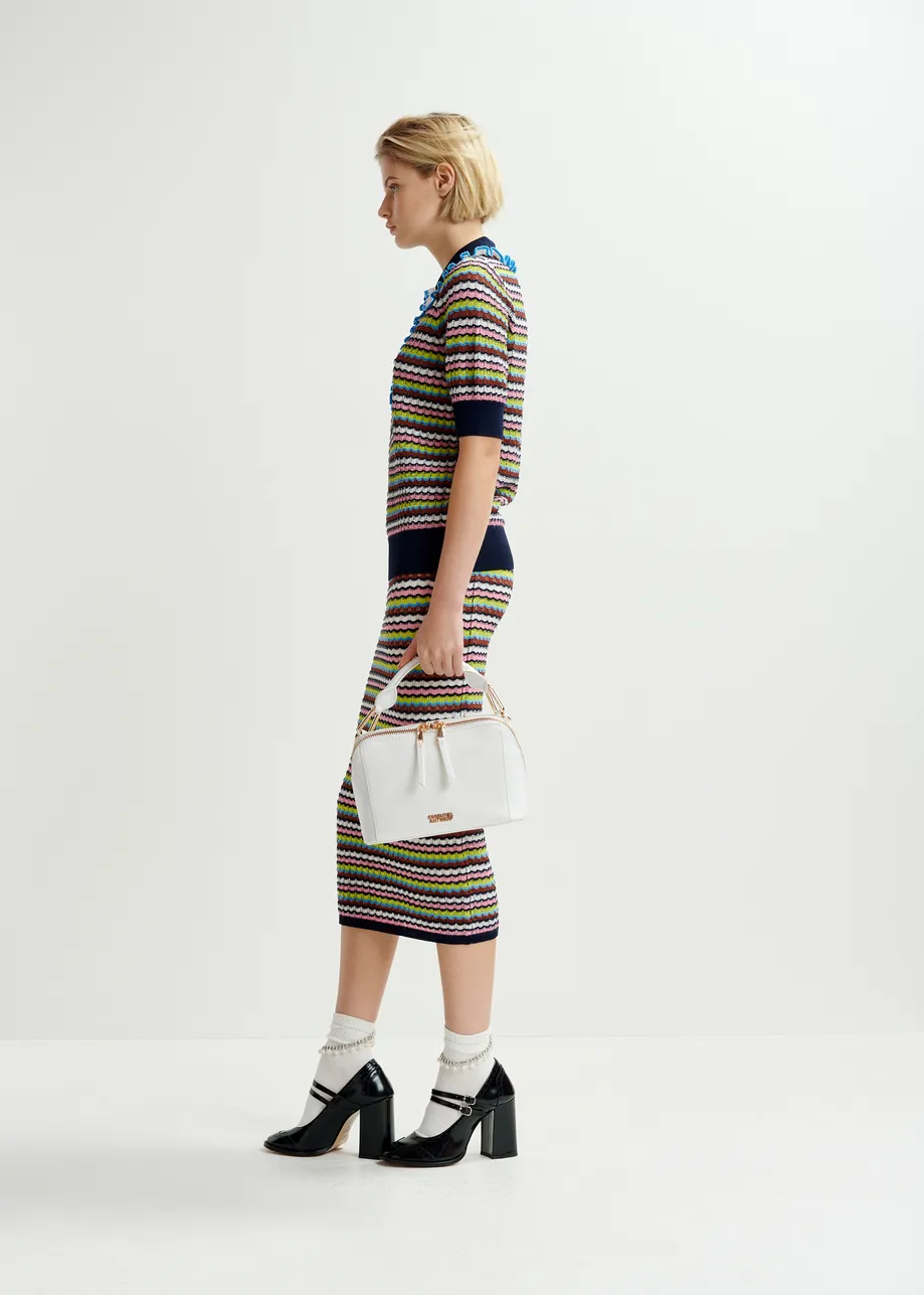 Multicolor striped midi skirt