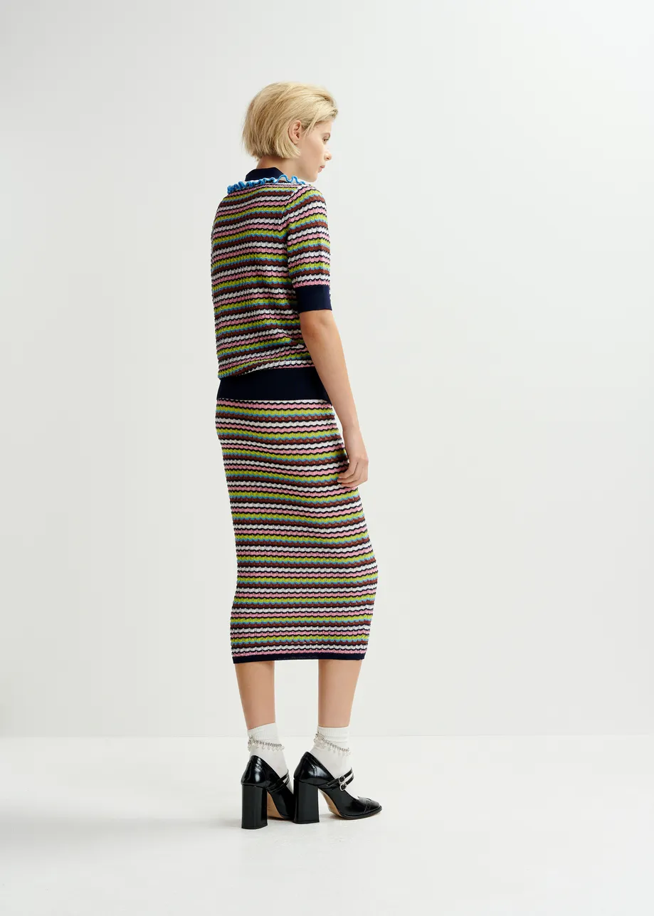 Multicolor striped midi skirt