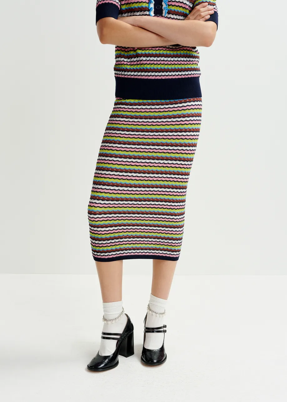 Multicolor striped midi skirt