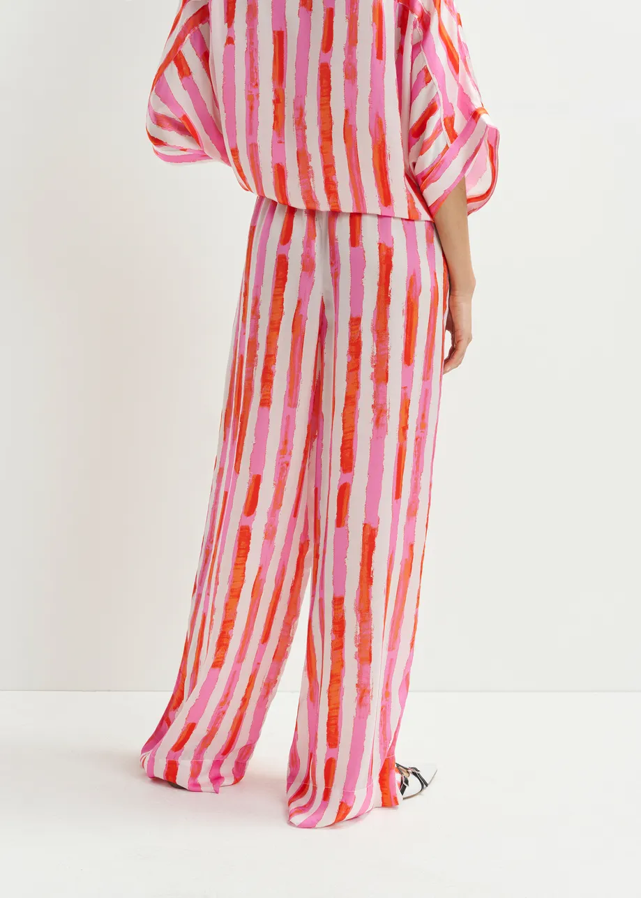 Off-white, pink and red wide-leg pants