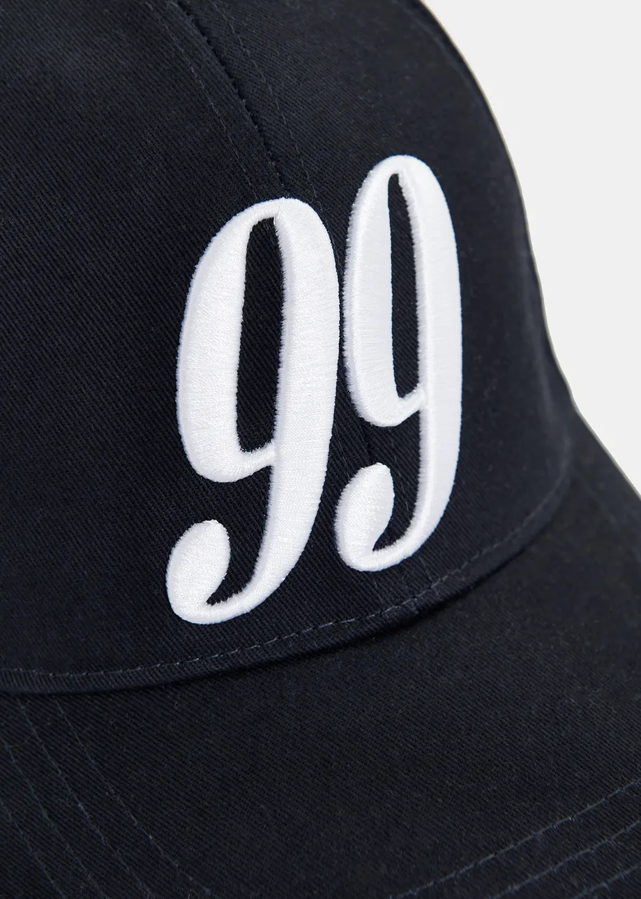 Black and white embroidered baseball cap