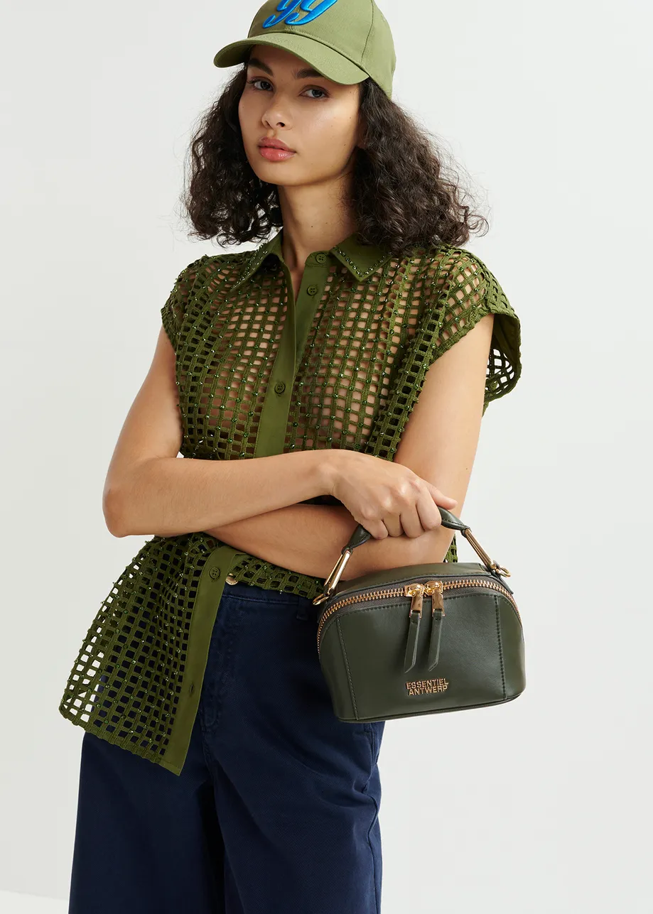 Dark green leather mini bag