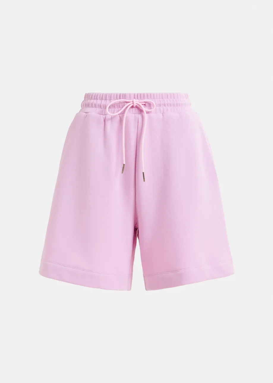 Light pink jersey cotton-blend shorts