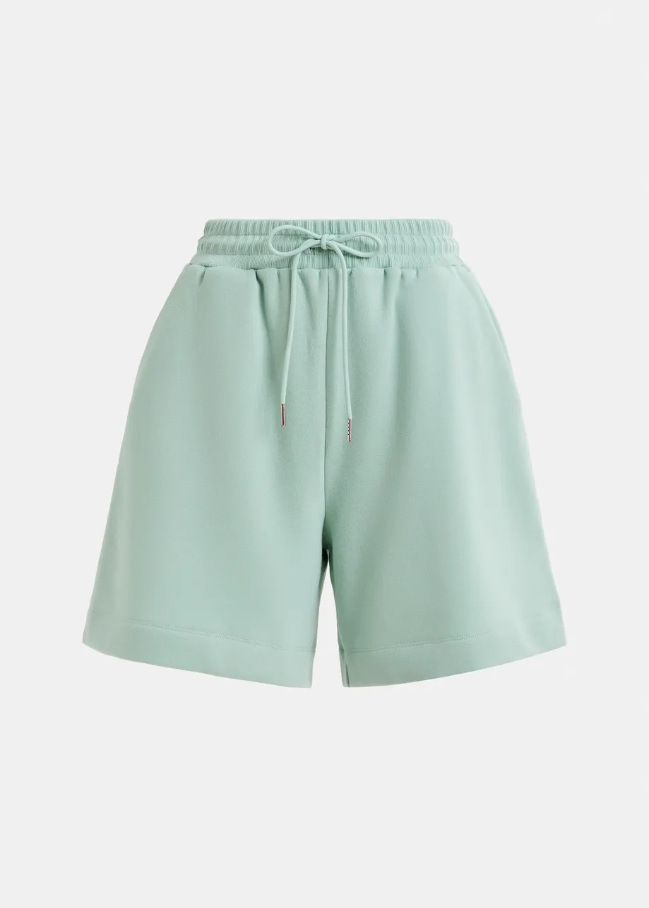 Turquoise jersey cotton-blend shorts