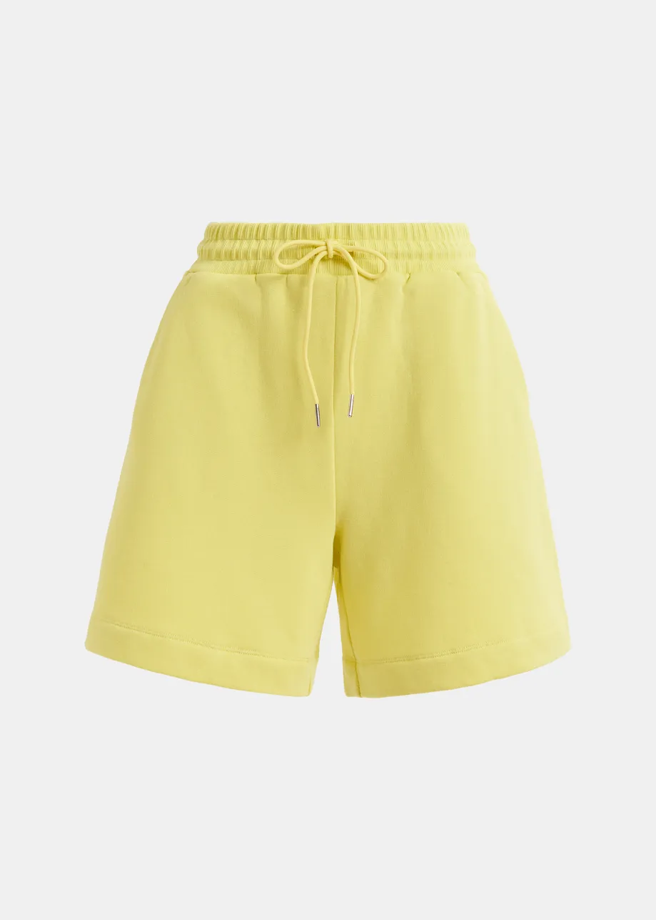 Yellow jersey cotton-blend shorts