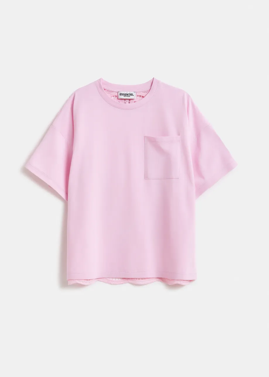 Roze T-shirt met kanten rug