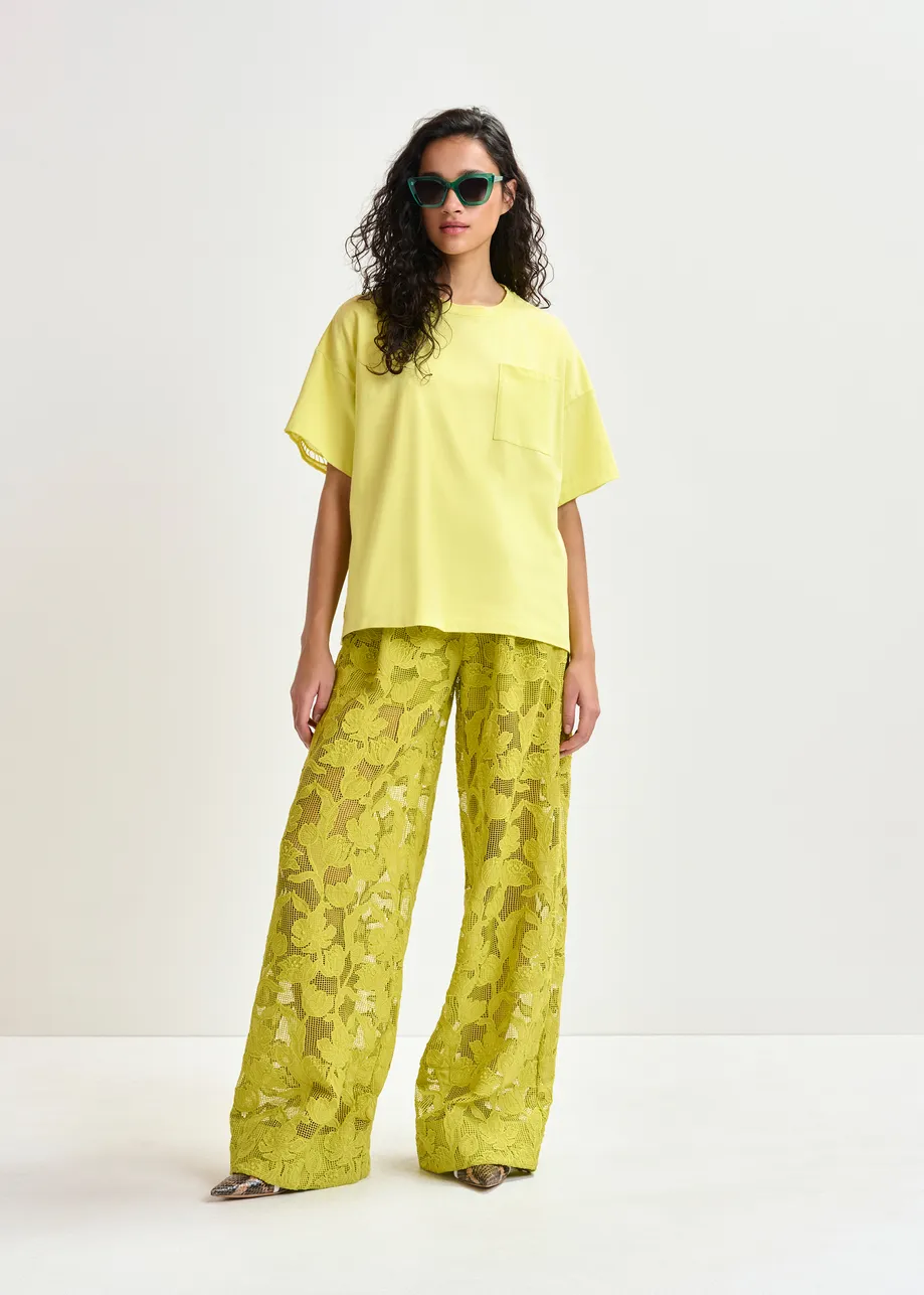 T-shirt jaune avec dos en dentelle