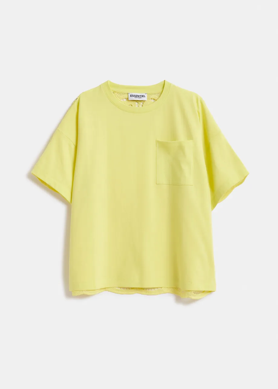 Yellow T-shirt with lace back panel