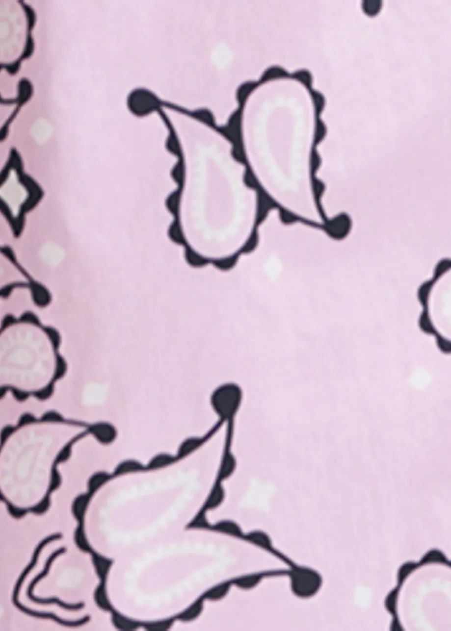 Pantalones anchos de algodón con estampado de bandana, lila y negro
