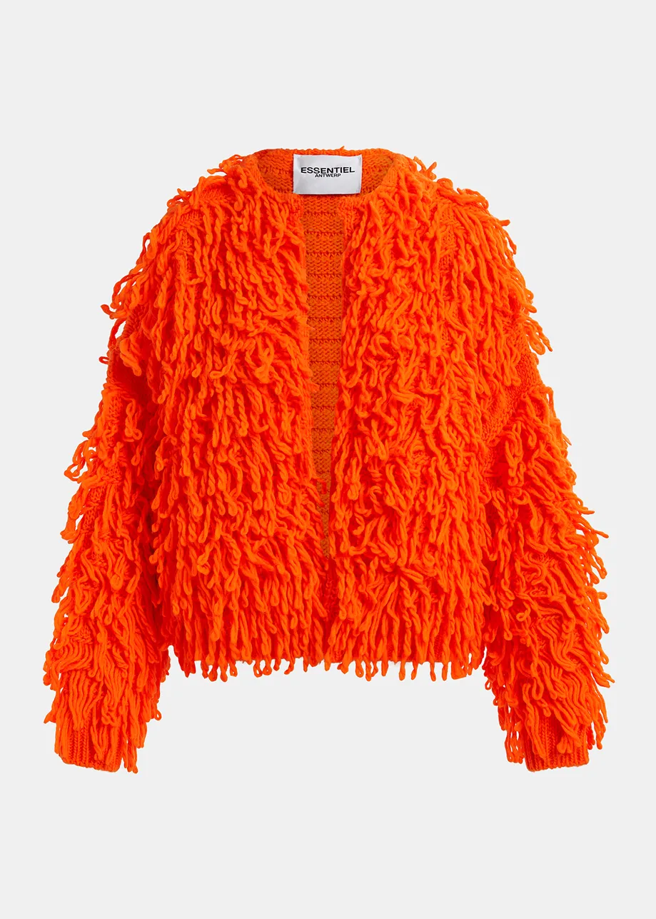 Bright orange oversized loop stitch knit