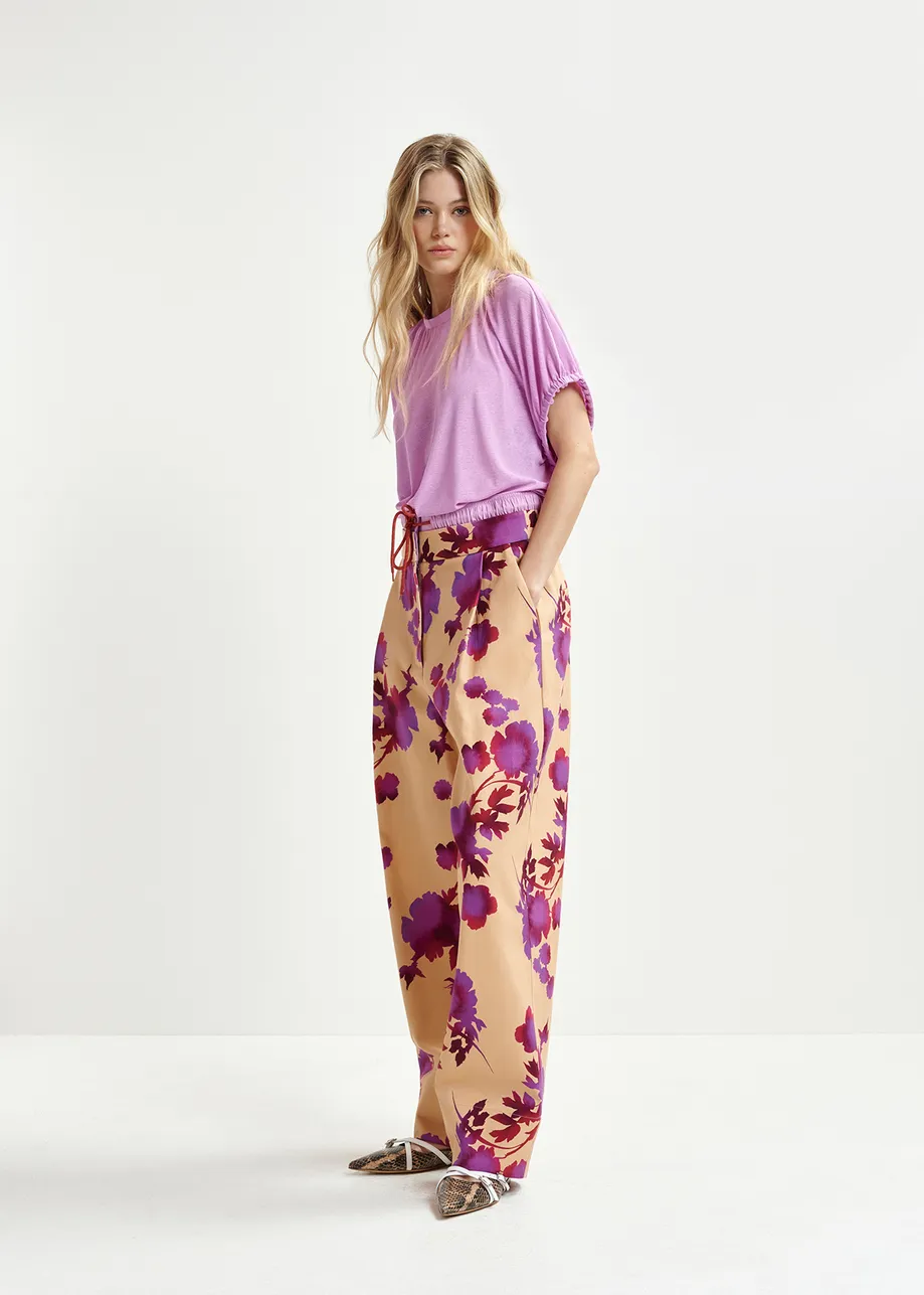 Pantalones con cintura doble, naranja claro y morado