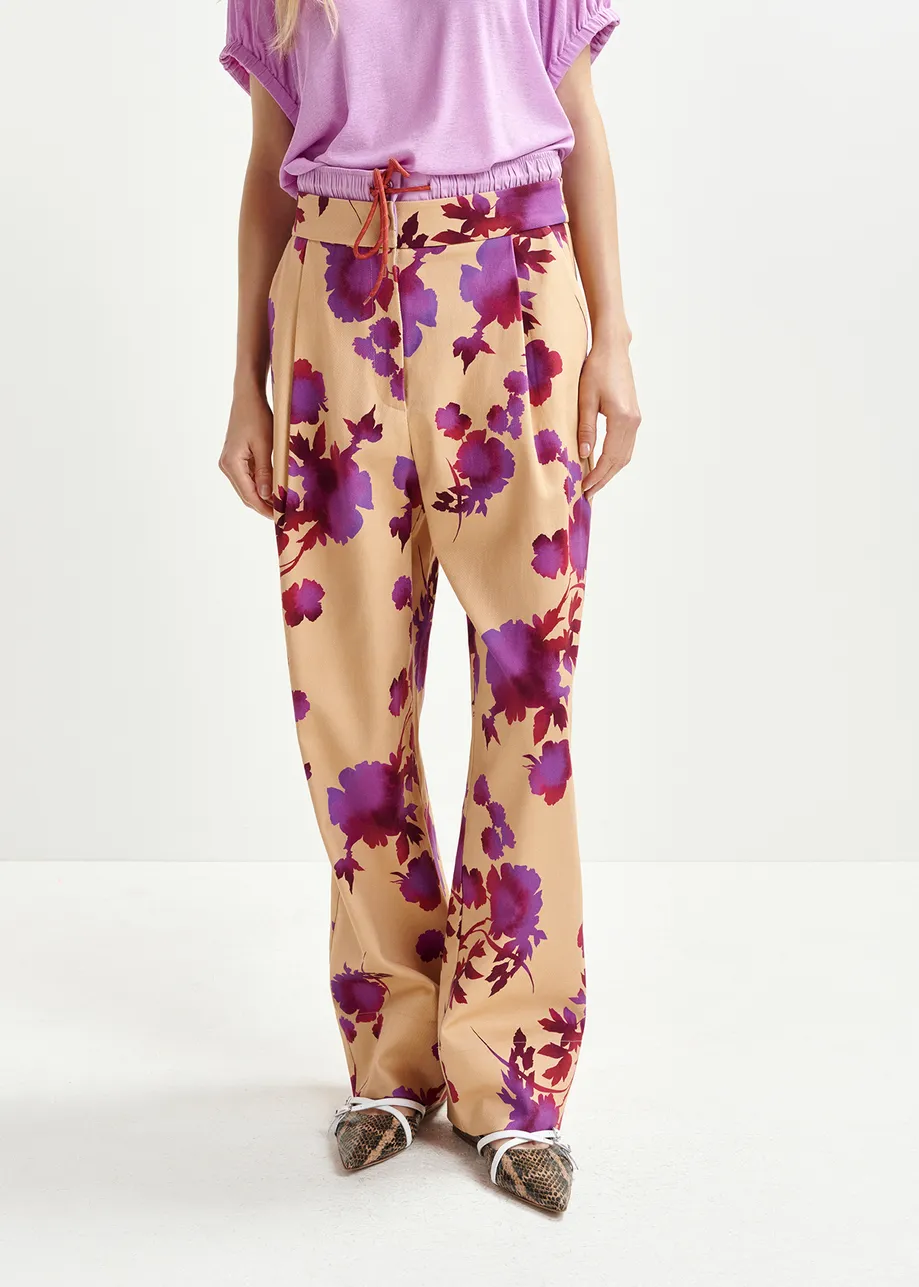 Pantalones con cintura doble, naranja claro y morado
