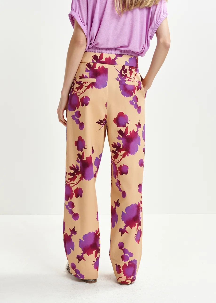 Pantalones con cintura doble, naranja claro y morado