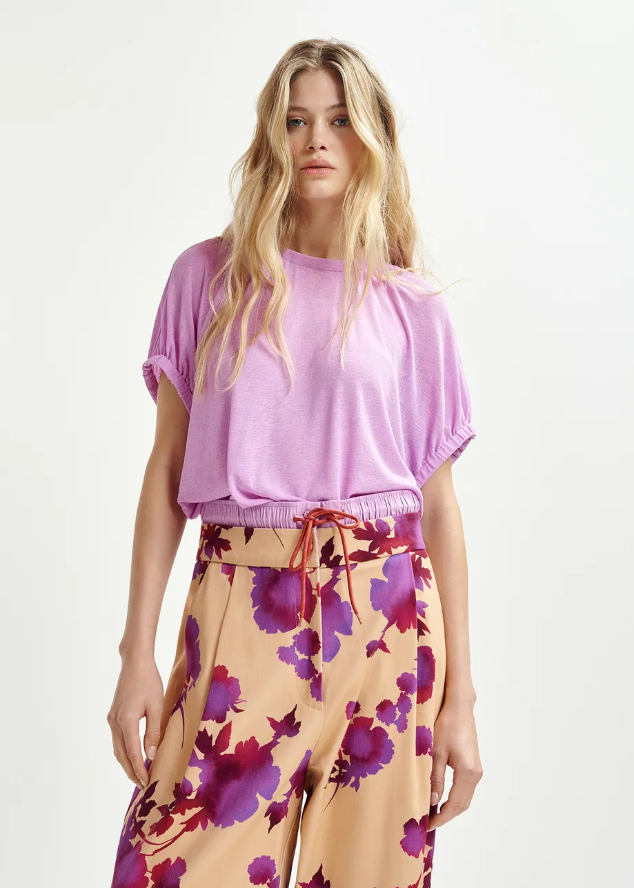 Pantalones con cintura doble, naranja claro y morado