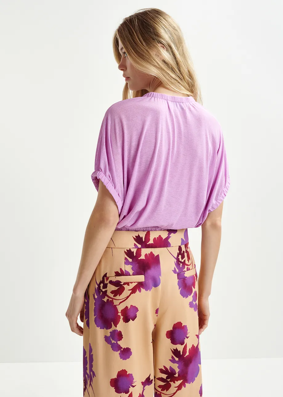 Pantalones con cintura doble, naranja claro y morado